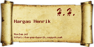 Hargas Henrik névjegykártya